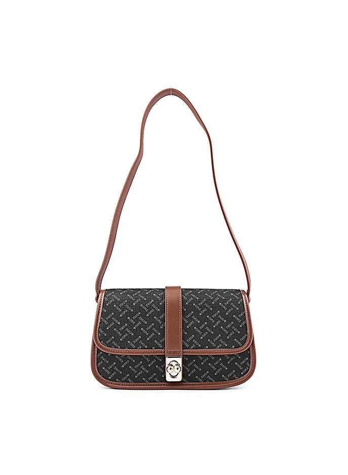 Cuple Women’s Monogram Shoulder Bag with Front Lock Detail